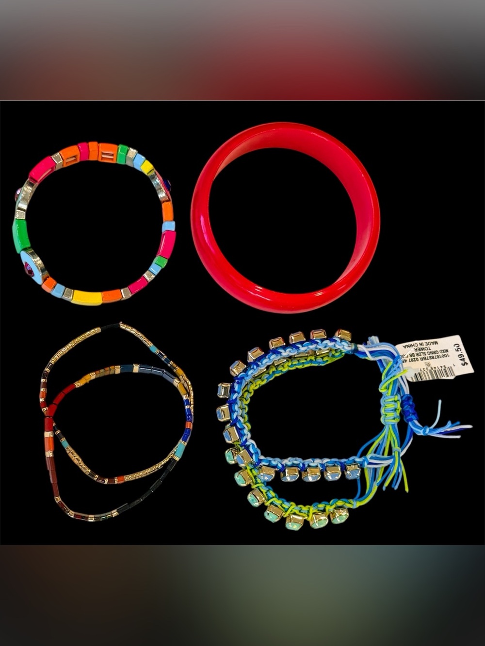 On 34th Mixed Colorful Women’s Bracelet Lot - W/Bonus Plastic Pink Bangle Summer